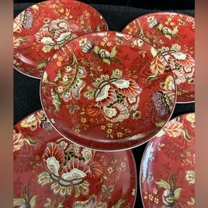 (7) 222 Fifth Gabrielle Red appetizer plates. 6.25”